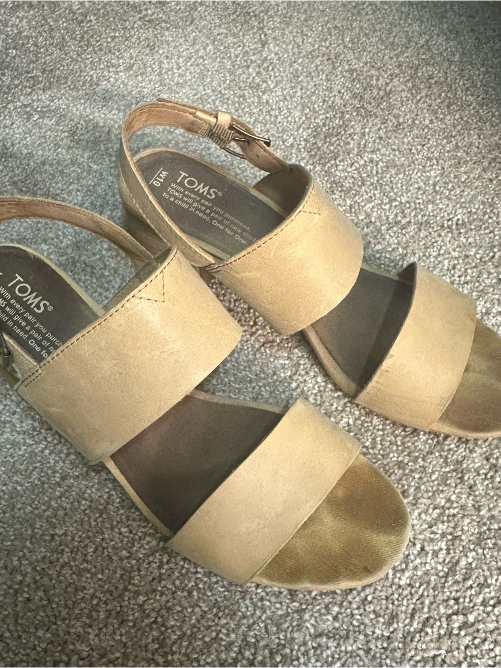 Toms Women's Tan Wide-Strap Slingback Sandals